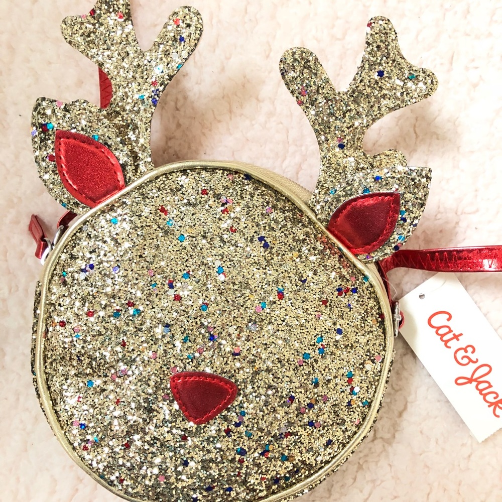 NWT girls glitter reindeer Christmas purse - Picture 3 of 3